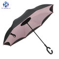 High Quality Promotion Double Layer Inverted Umbrella with Flower Printing/Innovative Auto/Manual Open Reverse Umbrella with C-Hook